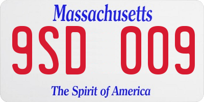 MA license plate 9SD009
