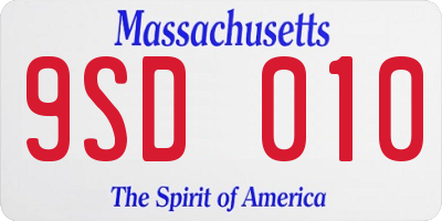 MA license plate 9SD010