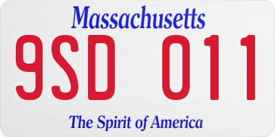 MA license plate 9SD011