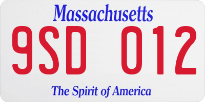 MA license plate 9SD012