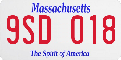 MA license plate 9SD018