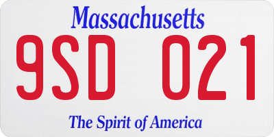 MA license plate 9SD021
