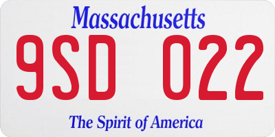 MA license plate 9SD022