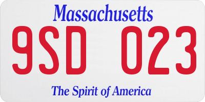 MA license plate 9SD023