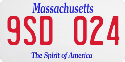 MA license plate 9SD024
