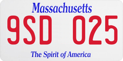 MA license plate 9SD025