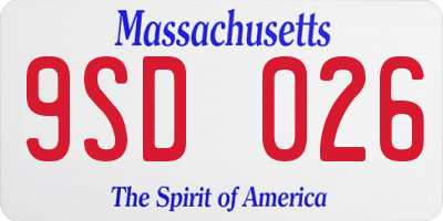 MA license plate 9SD026