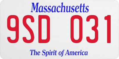 MA license plate 9SD031