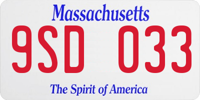 MA license plate 9SD033