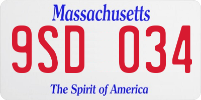 MA license plate 9SD034