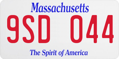 MA license plate 9SD044