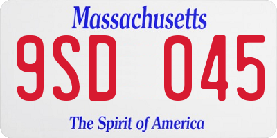 MA license plate 9SD045