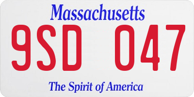 MA license plate 9SD047