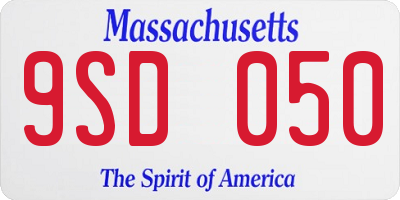 MA license plate 9SD050