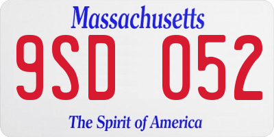 MA license plate 9SD052