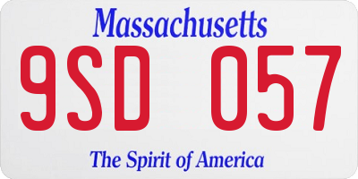 MA license plate 9SD057