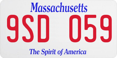 MA license plate 9SD059