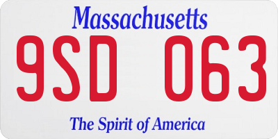 MA license plate 9SD063