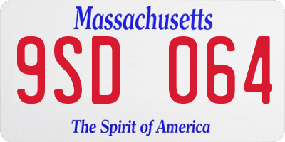 MA license plate 9SD064