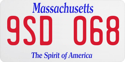 MA license plate 9SD068