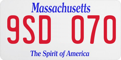 MA license plate 9SD070