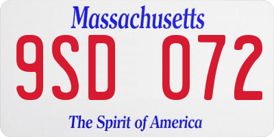 MA license plate 9SD072