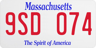 MA license plate 9SD074