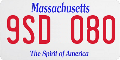 MA license plate 9SD080