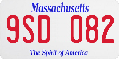 MA license plate 9SD082