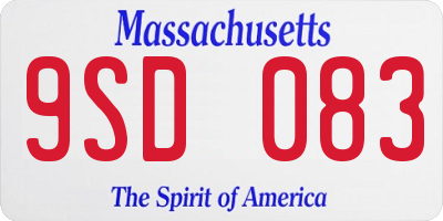MA license plate 9SD083