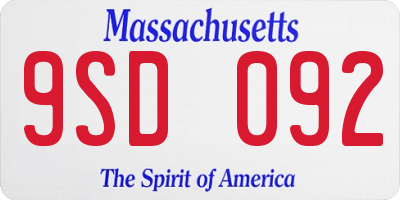 MA license plate 9SD092