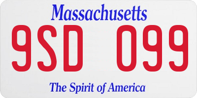 MA license plate 9SD099