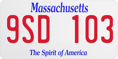 MA license plate 9SD103