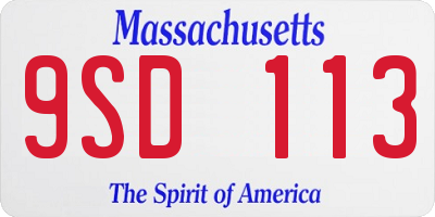 MA license plate 9SD113
