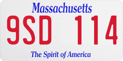 MA license plate 9SD114