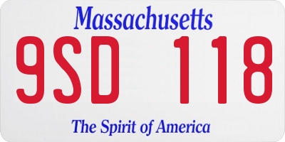 MA license plate 9SD118
