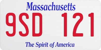MA license plate 9SD121