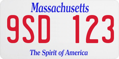 MA license plate 9SD123