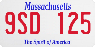 MA license plate 9SD125