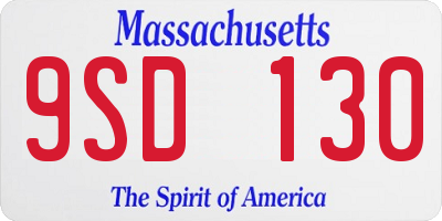 MA license plate 9SD130