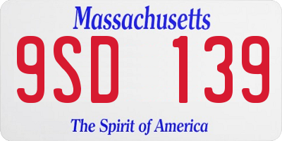 MA license plate 9SD139