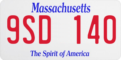 MA license plate 9SD140
