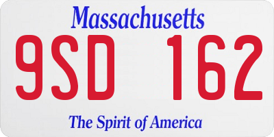 MA license plate 9SD162
