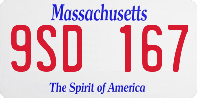 MA license plate 9SD167