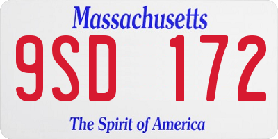 MA license plate 9SD172