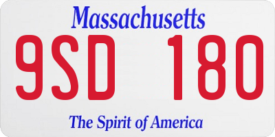 MA license plate 9SD180