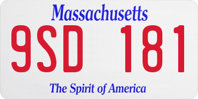 MA license plate 9SD181