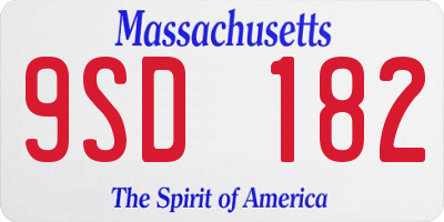 MA license plate 9SD182