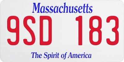 MA license plate 9SD183