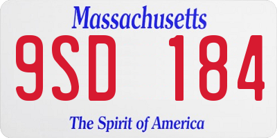 MA license plate 9SD184